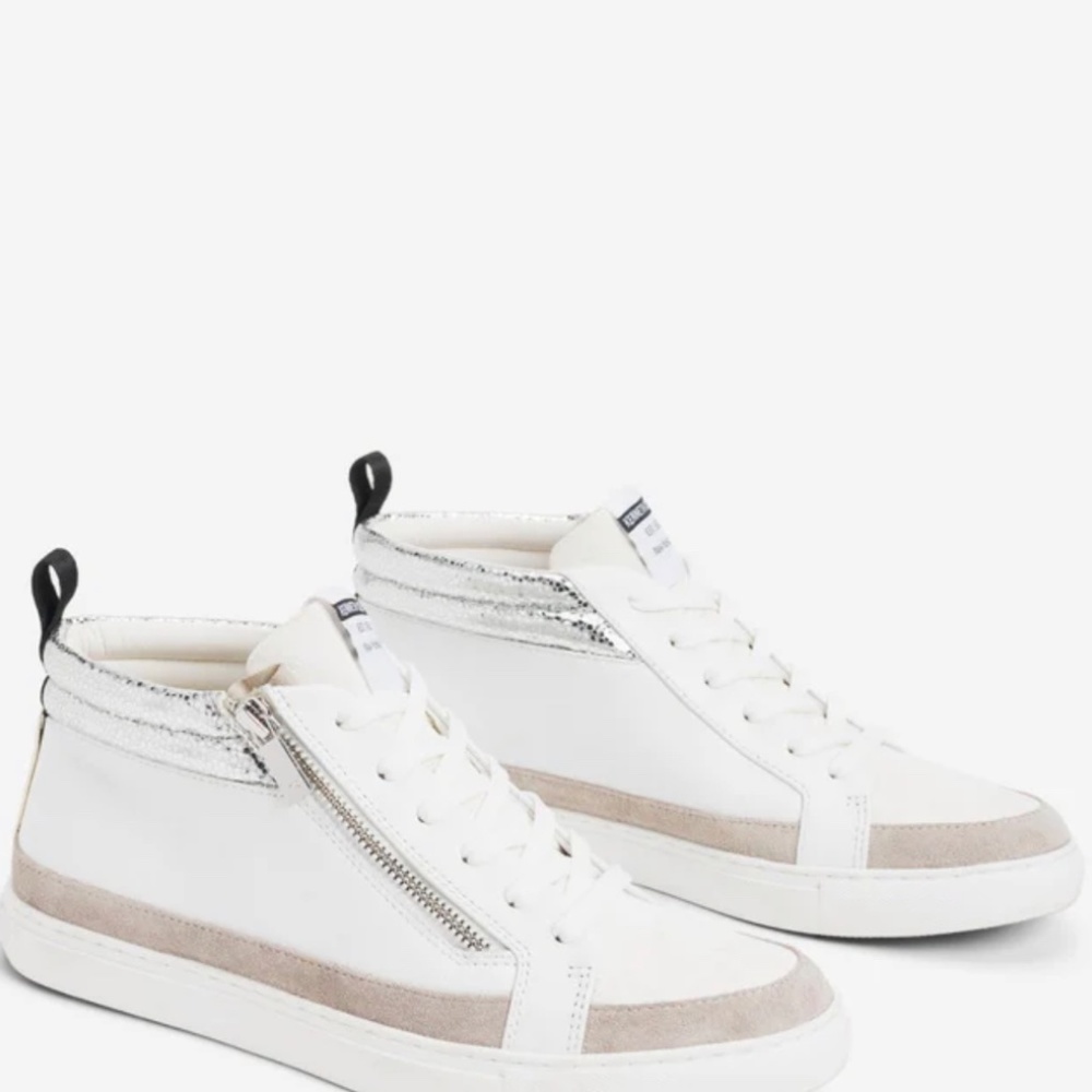 White mid top sneakers